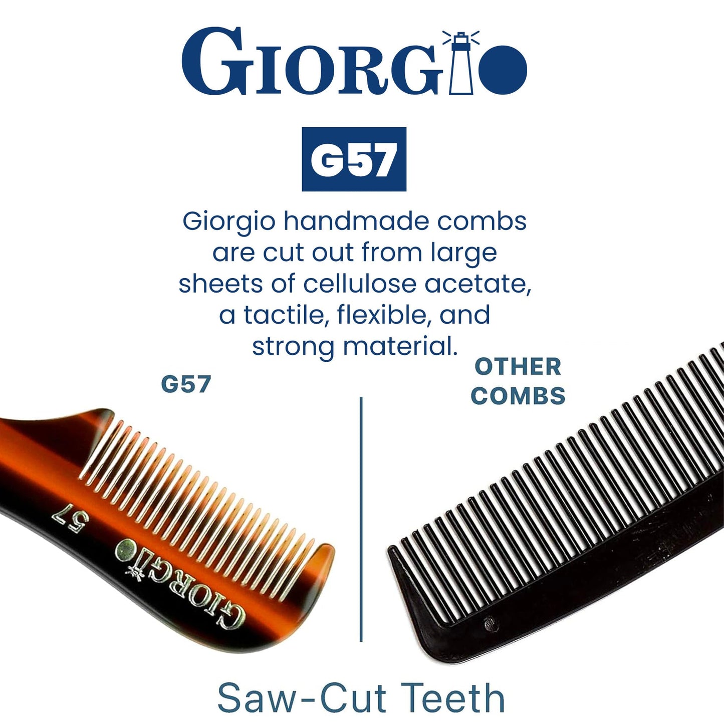 Giorgio G57 Extra Small Men's Fine Tooth Beard and Mustache Comb for Facial Hair Grooming and Styling. Wallet Pocket Comb Beard Comb for Men Beauty and Personal Care GIORGIO