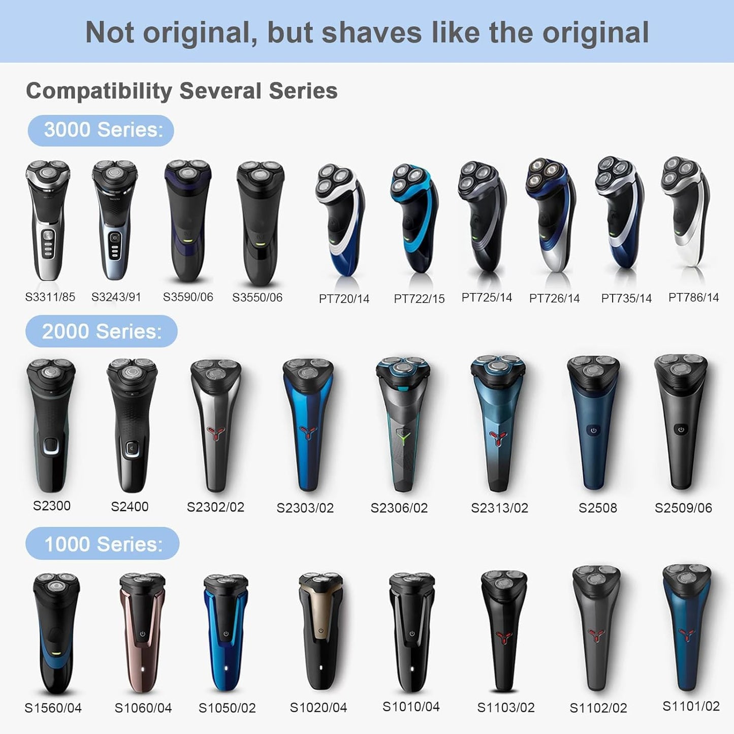 Rollingfit SH30 Replacement Heads Compatible with Philips Norelco Electric Shaver Series 1000, 2000, 3000 and S738, Easy Cut and Replace, 3-pc Pack Beauty and Personal Care RF RollingFit