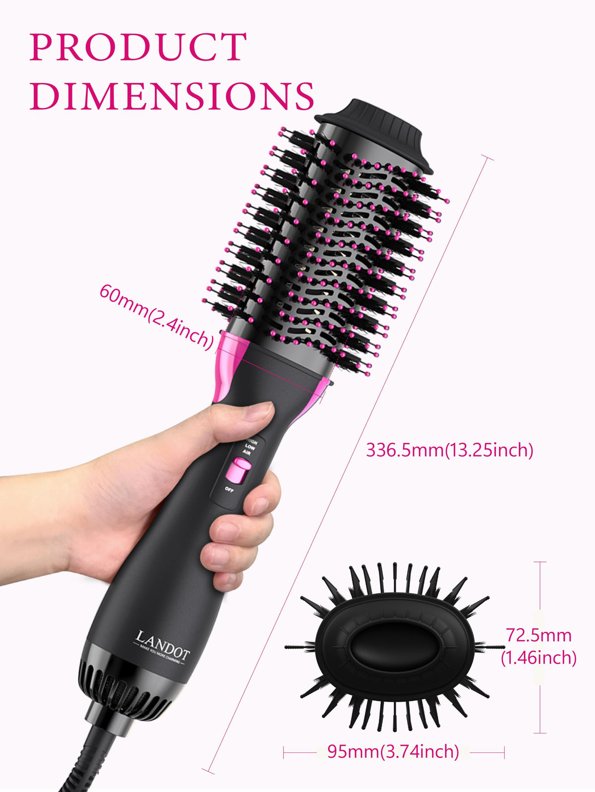 Hair Blow Dryer Brush 2.4 in Hot Air Styler for Volumizing Smooth Blowouts