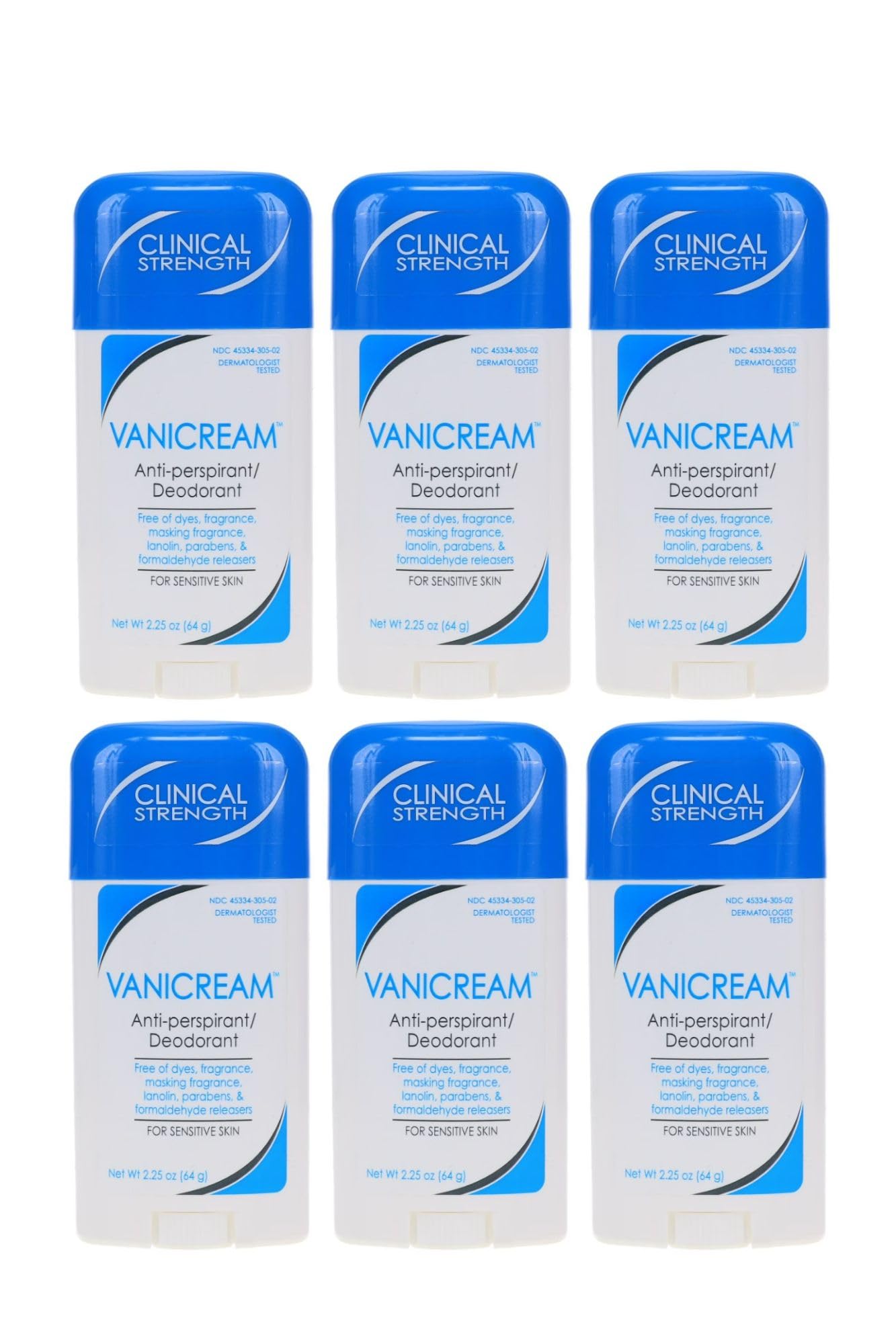 Vanicream Anti-Perspirant Deodorant Clinical Strength Sensitive Skin - 2.25 oz, Pack of 6 Beauty and Personal Care Vanicream