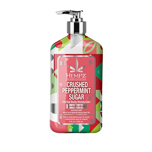 Hempz Crushed Peppermint Sugar Body Lotion, Moisturizer for men and women, Holiday Gifts, 17 oz Beauty & Personal Care Hempz