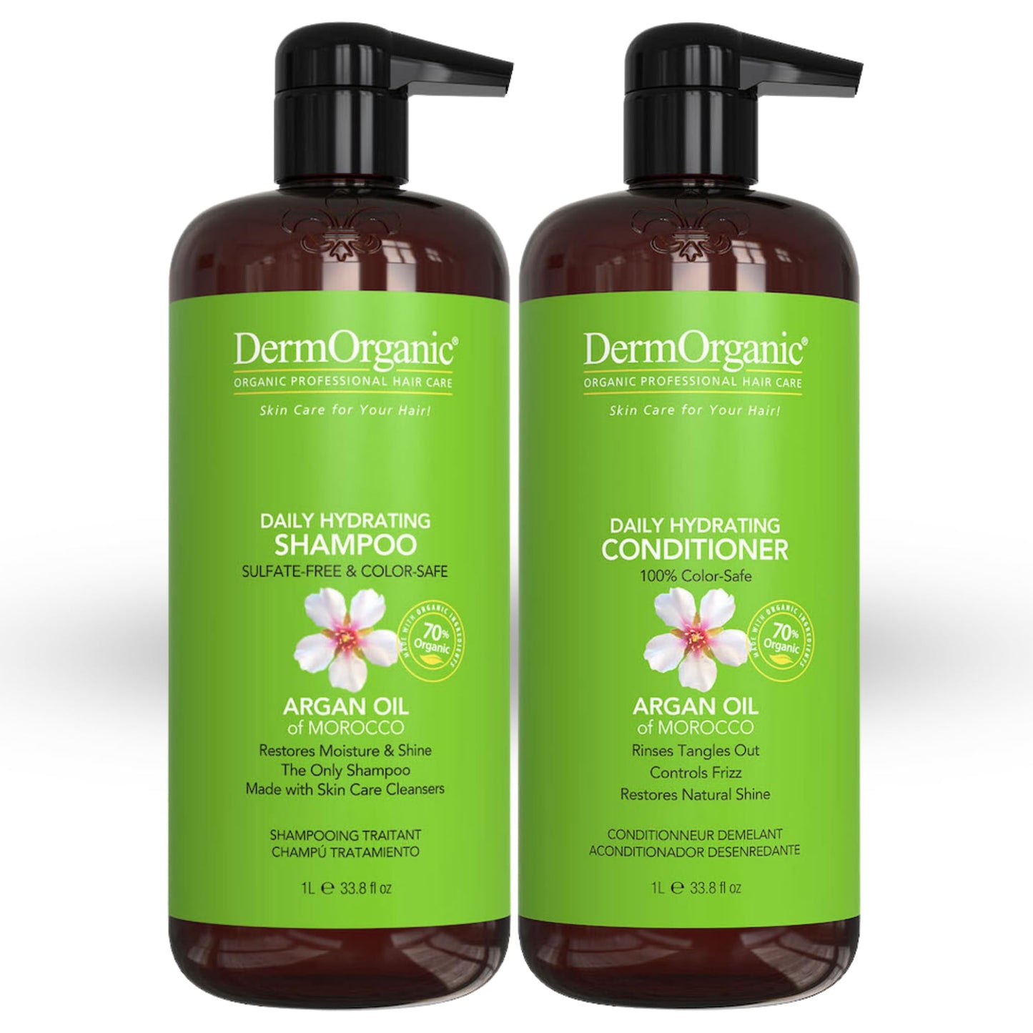 DermOrganic Daily Shampoo and Hydrating Conditioner with Argan Oil Duo Set , 33.8 fl.oz each Beauty & Personal Care DermOrganic