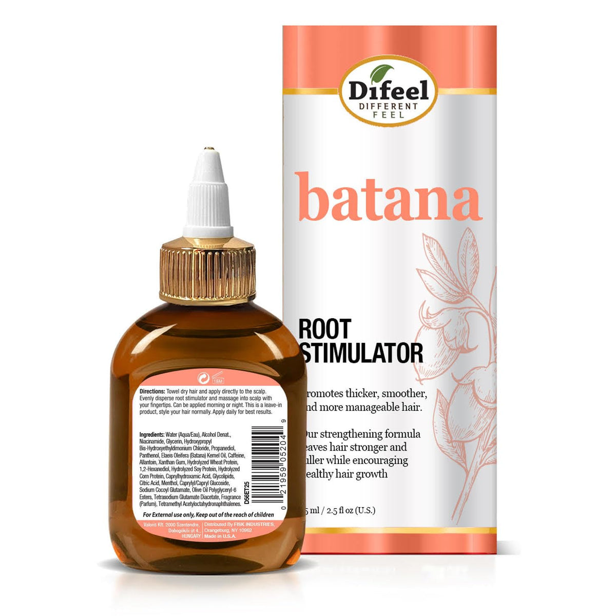 Difeel Batana Root Stimulator 2.5 oz. (Travel Size) - Batana Oil Hair Treatment, Revitalize & Nourish Hair