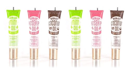 Ruby Kisses Broadway Vita-Lip Clear Lip Gloss (6 Pack Mint, Rosehip, Coconut Oil), Ultra-Hydrating & Soothing Formula with Vitamin Oils, High-Shine Beauty & Personal Care Ruby Kisses