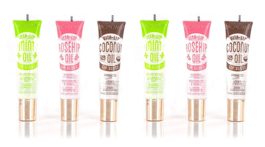 Ruby Kisses Broadway Vita-Lip Clear Lip Gloss (6 Pack Mint, Rosehip, Coconut Oil), Ultra-Hydrating & Soothing Formula with Vitamin Oils, High-Shine Beauty & Personal Care Ruby Kisses