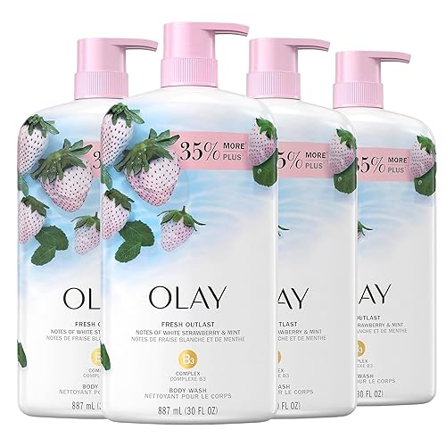Olay Fresh Outlast White Strawberry & Mint Scent Body Wash for Women, 33 fl oz (Pack of 4) Beauty & Personal Care Olay