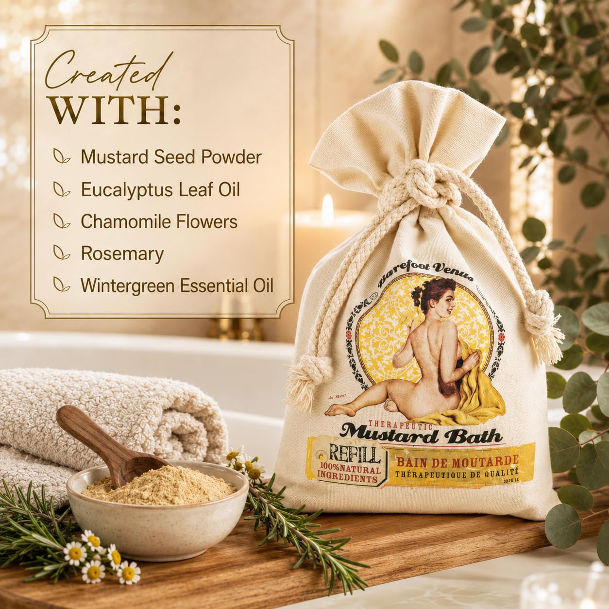 Mustard Bath 1KG Refill - Bath Soak Beauty and Personal Care Barefoot Venus