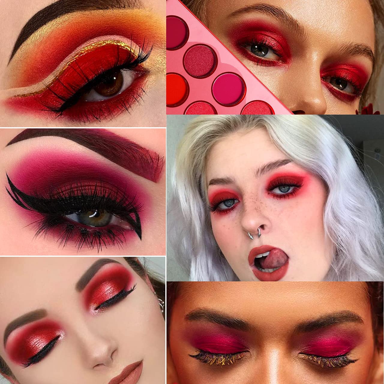 Afflano Red Eyeshadow Palette Makeup, Ultra Pigmented and Blending Bright Dark Hot True Red Black Eye Shade 12 Color, Cruelty Free Velvet Matte Beauty & Personal Care Afflano