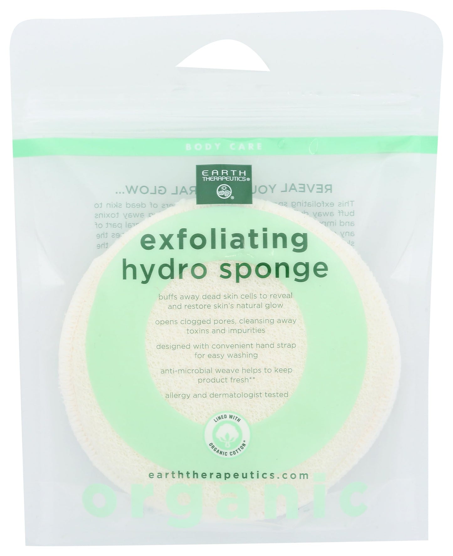 Organic Cotton Exfoliating Hydro Sponge Earth Therapeutics - 1 Pack Beauty and Personal Care Earth Therapeutics
