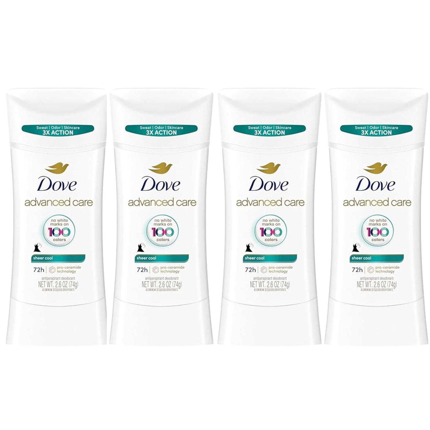 Dove Advanced Care Antiperspirant Deodorant Stick Sheer Cool for Soft, Resilient Skin Sweat & Odor Protection, 2.6 oz (Pack Of 4) Beauty and Personal Care Dove