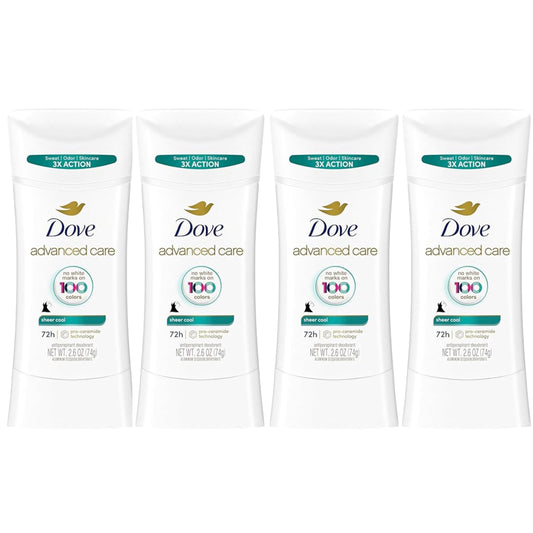 Dove Advanced Care Antiperspirant Deodorant Stick Sheer Cool for Soft, Resilient Skin Sweat & Odor Protection, 2.6 oz (Pack Of 4) Beauty and Personal Care Dove