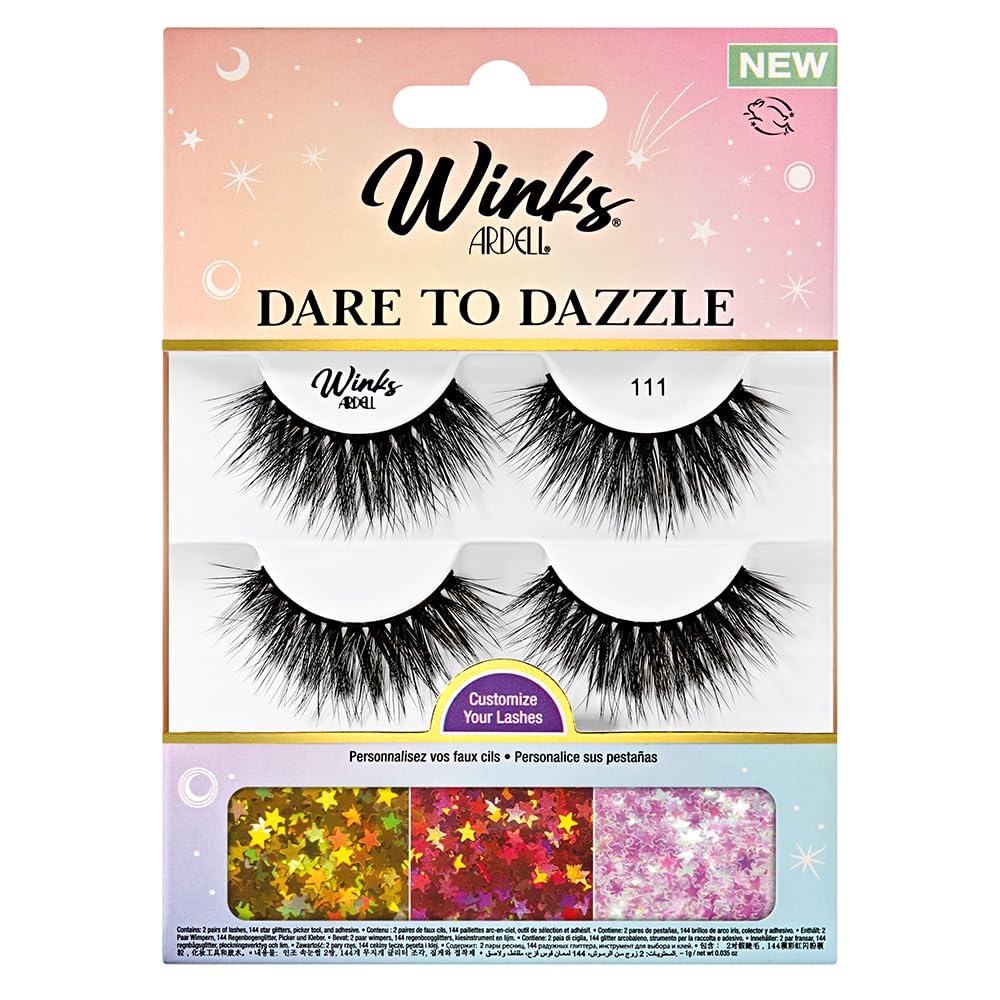 Ardell Winks 111 Lash Kit, Includes False Lashes, 144 Jewels, Lash Adhesive, Picker Tool - Complete False Eyelashes Set Beauty & Personal Care Ardell