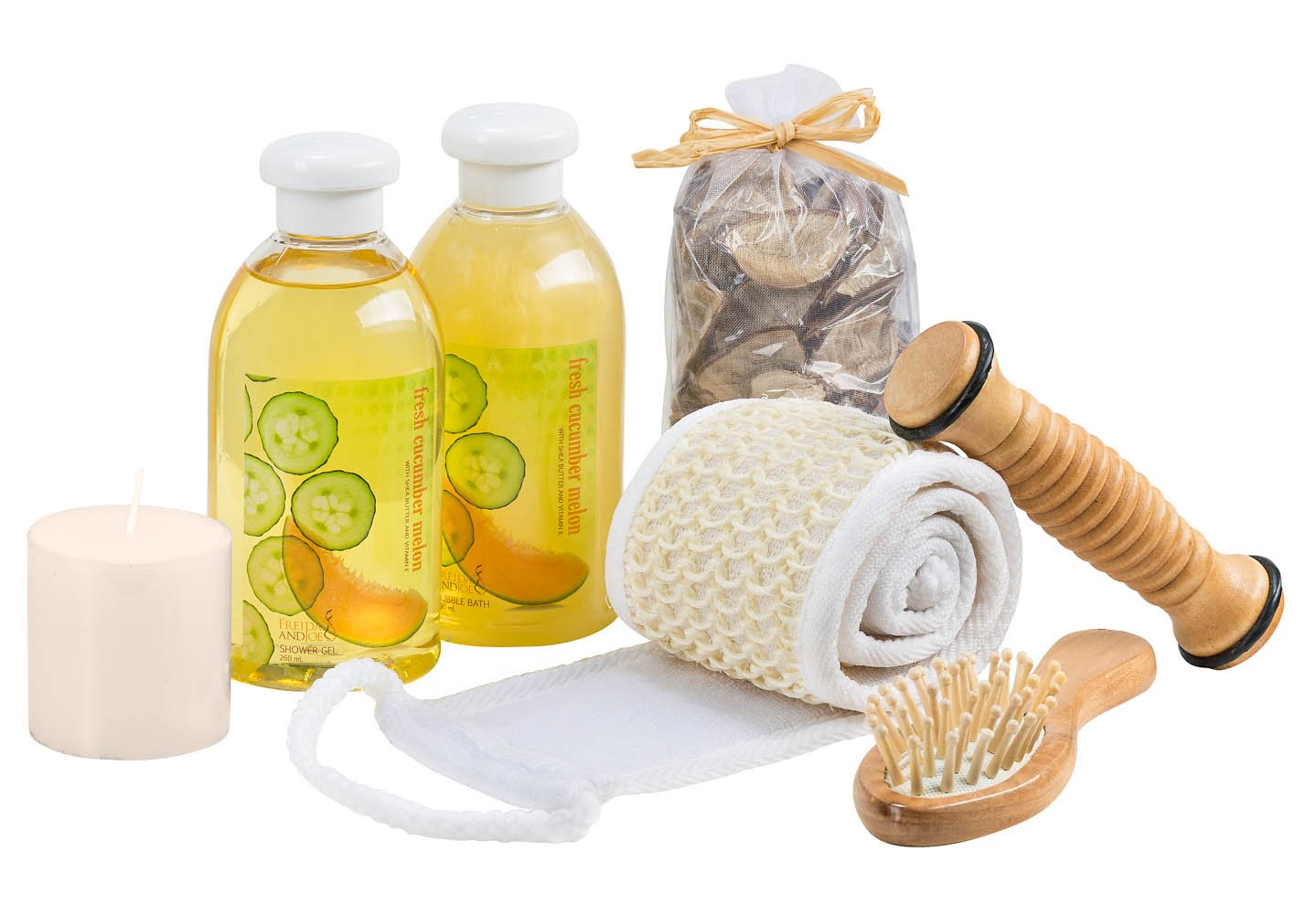 Wooden Massage & Reflexology Kit for Women at-Home Spa Kit for All-Over Body Relaxation & Rejuvenation with Fresh Cucumber Melon Aromatherapy Bath Beauty & Personal Care Freida and Joe