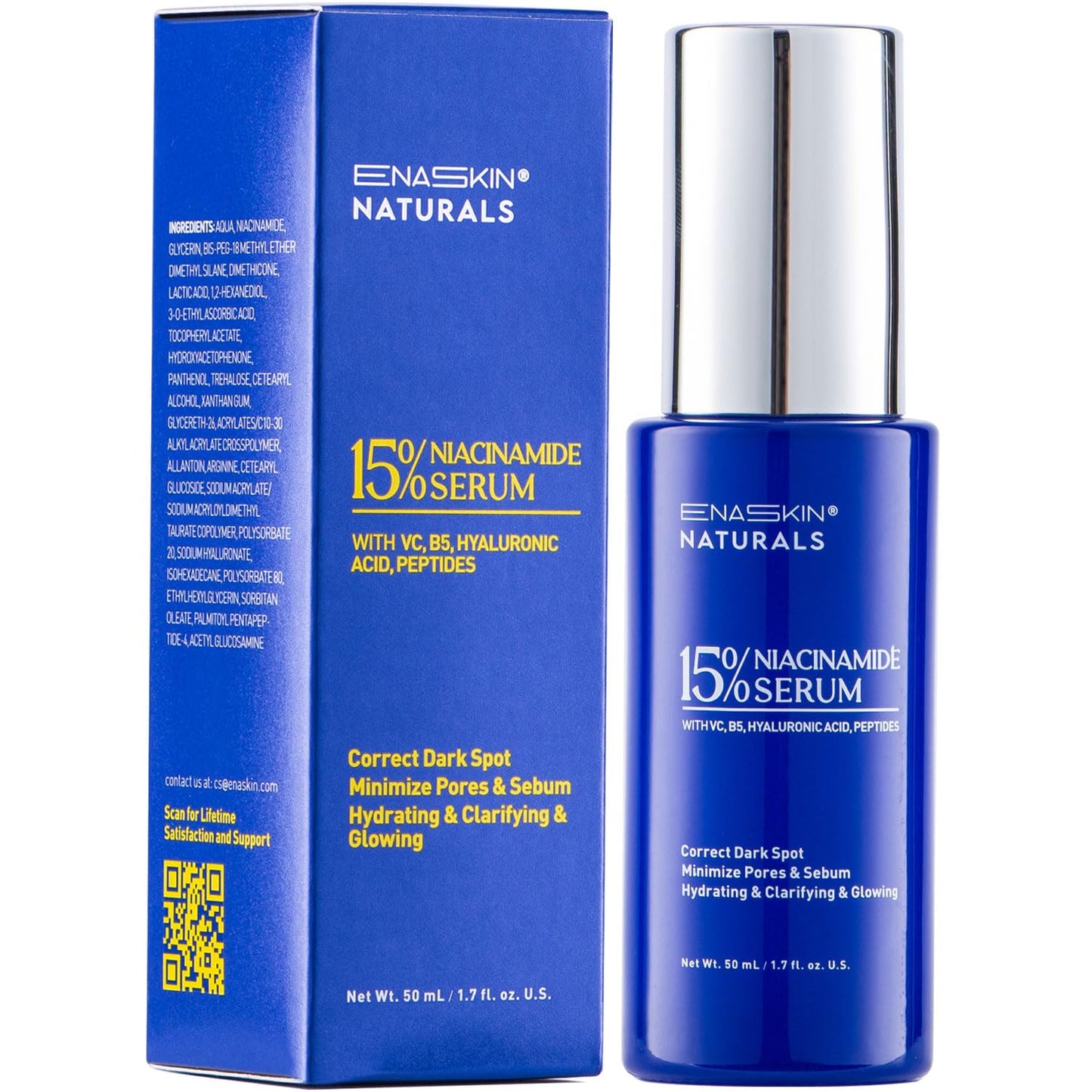 Niacinamide Serum 15% for Face - Dark Spot Corrector, Pore Minimizer, Oil & Blemish Control, Brightening & Hydrating with Vitamin C, B5, Peptides Beauty & Personal Care Enaskin Naturals