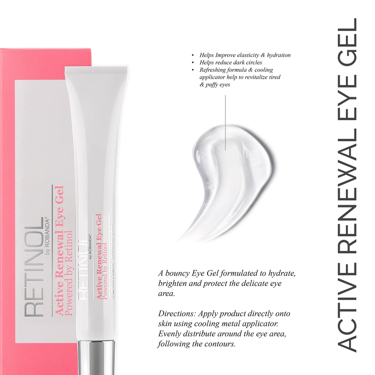 Robanda Retinol Active Renewal Eye Gel? Under Eye Treatment For Dark Circles and Puffiness ? For All Skin Types Beauty & Personal Care Robanda