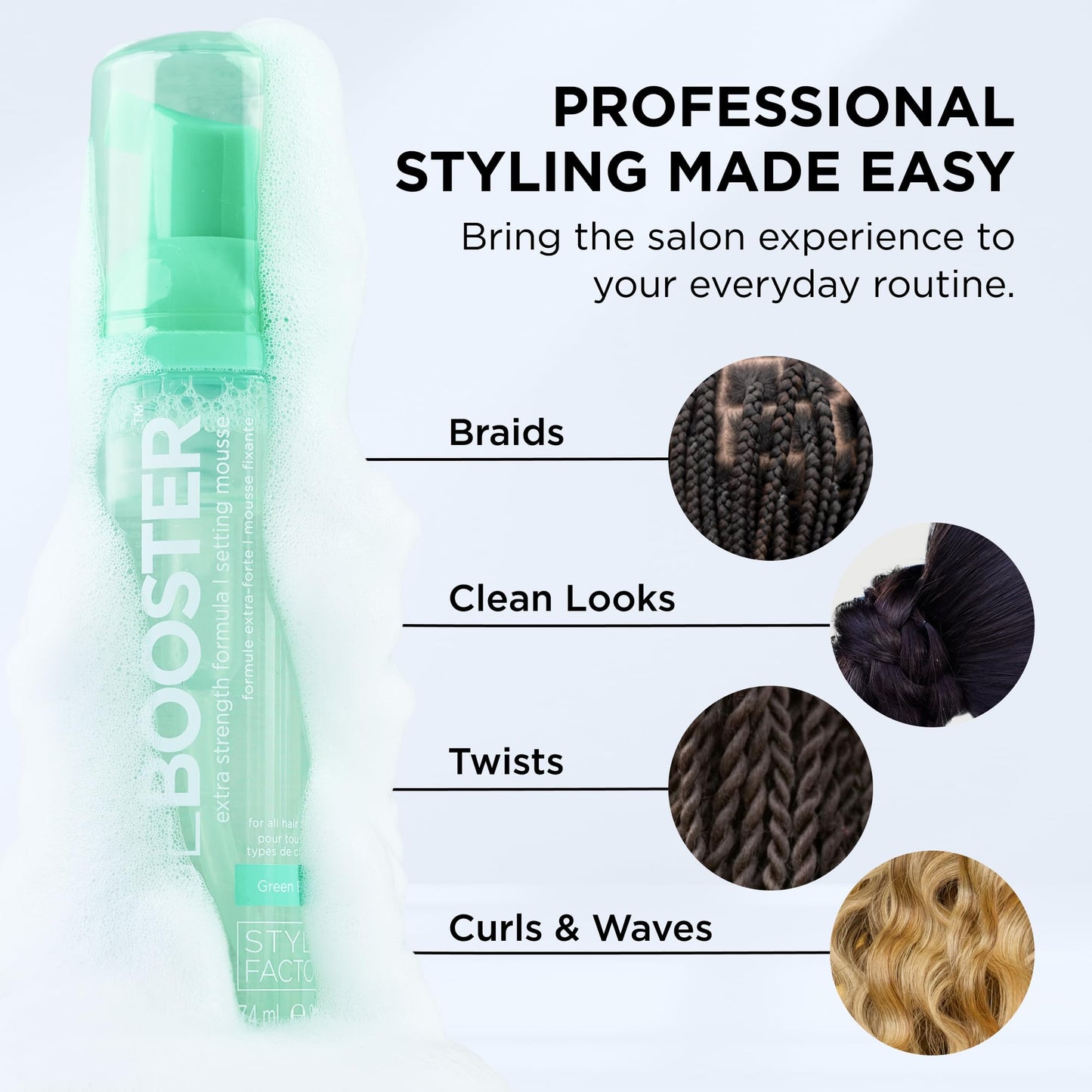 Style Factor EDGE BOOSTER Extra Strength Setting Mousse - Frizz Control, Extra Volume, and Conditioning - 6.4oz Ruby Mousse for Curly Hair Beauty & Personal Care Style Factor