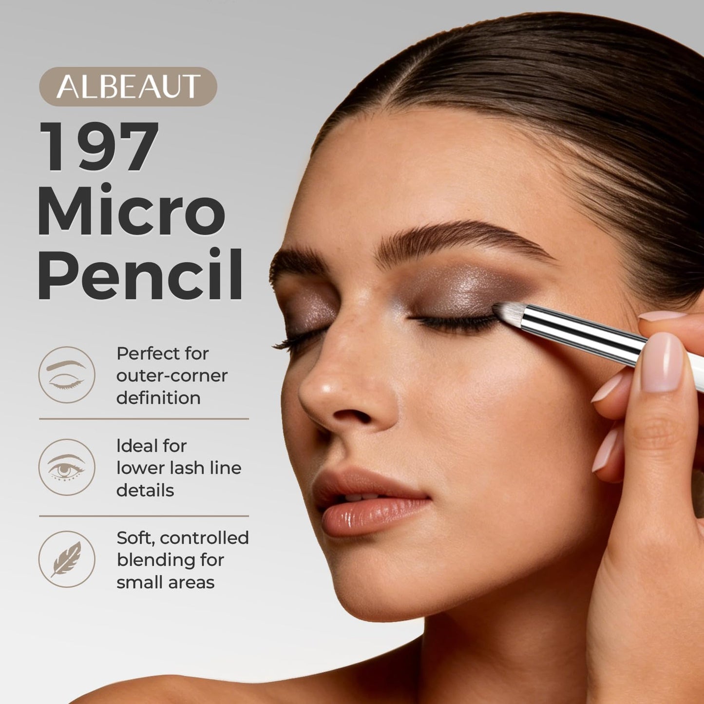 Albeaut Small Eyeshadow Brush, Soft Firm Pencil Brush with Precise Point, Eyeliner Smudge Tool, Delicate Areas Eye Shadow Applicator for Inner Eye Beauty & Personal Care ALBEAUT