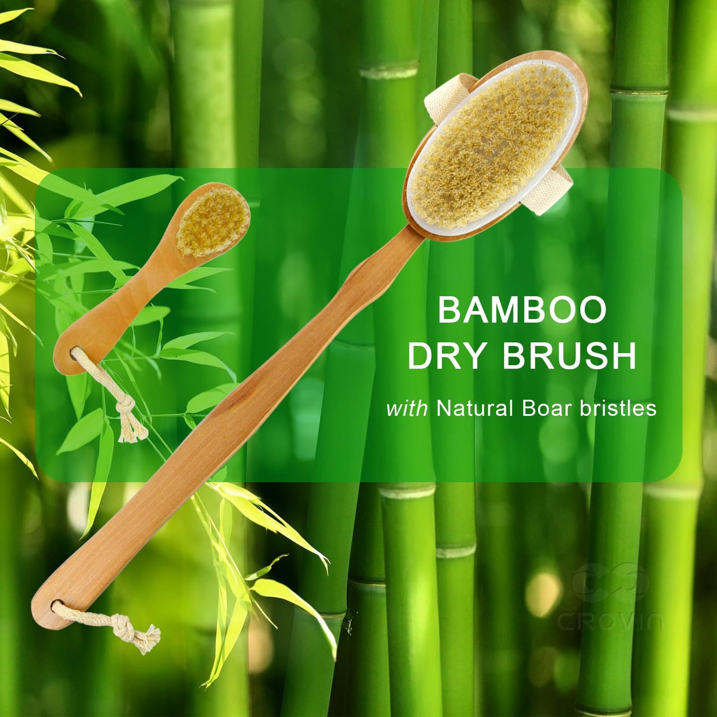 CROVIN Dry Brushing Body Brush with Natural Boar Bristle Dry Brush for Exfoliating Loofah Body Scrubber - Face Brush -Bath and Shower Gloves - Pumice Beauty & Personal Care CROVIN