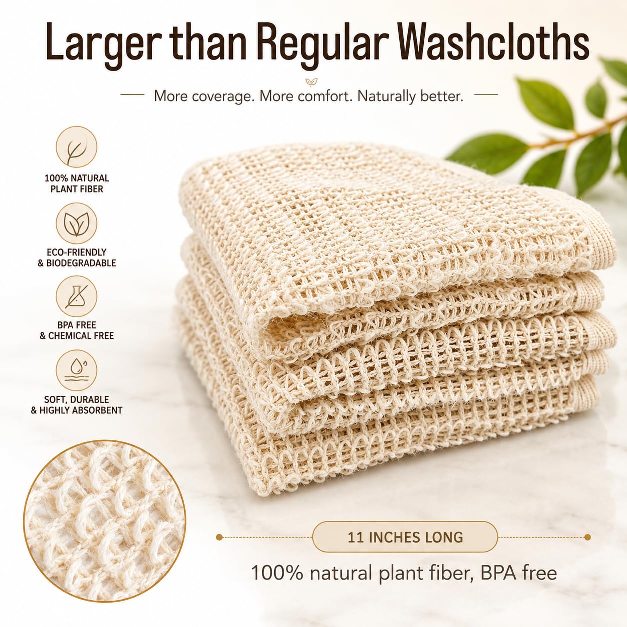 100% Natural Sisal Washcloth. Gentle Exfoliation for Smoother Skin. Durable & Reusable for Face & Body. 100% Biodegradable. Removes Dead Skin Cells Beauty and Personal Care April's Angels