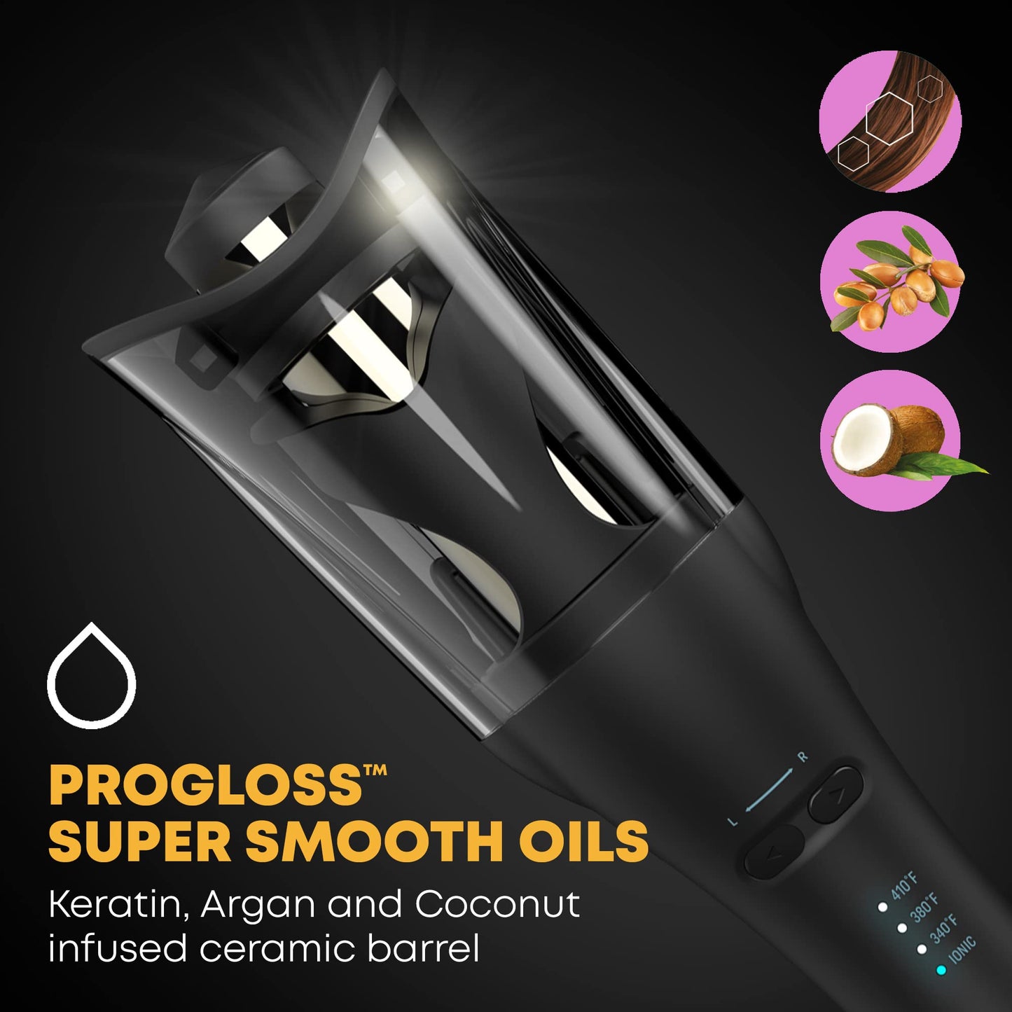 Revamp Progloss Hollywood Automatic Curling Iron - Advanced Shine Rotating Curling Iron with Hydrating Dual Ionic Jets, Ceramic Barrel Infused Beauty & Personal Care REVAMP