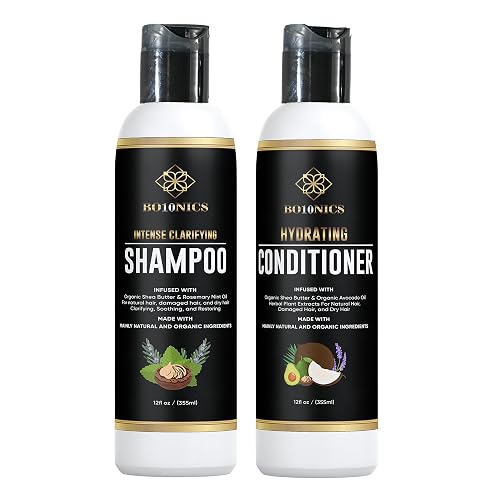 Bo10nics Hydrating Hair Conditioner Clarifying Shampoo - 12fl oz Hair Conditioner for Dry Damaged Hair with Wheat Protein, Shea Butter and Plant Beauty & Personal Care Bo10nics