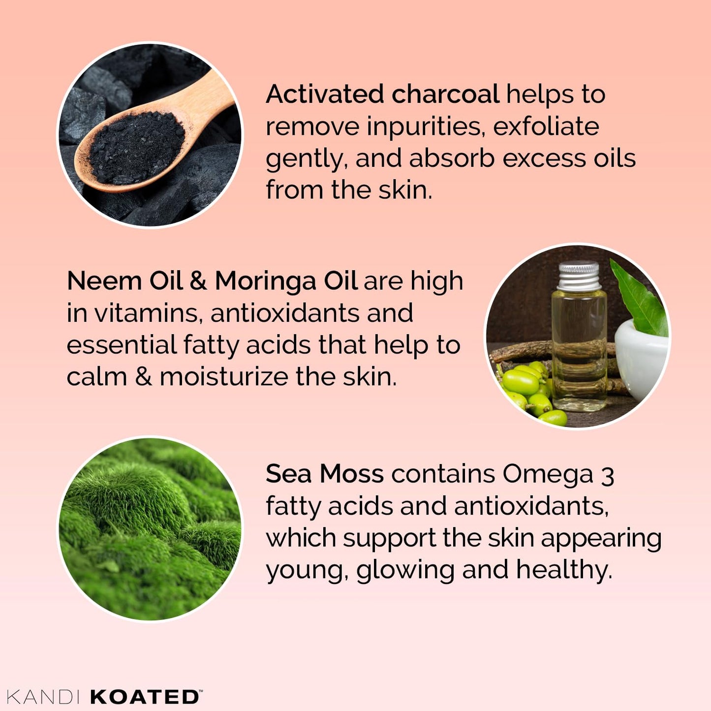 Kandi Koated PURE Face & Body Cleansing Bar Burruss - Neem & Moringa Oils, Sea Moss, Coffee Extract - Activated Charcoal Detox for Clear, Radiant Skin Beauty & Personal Care Kandi