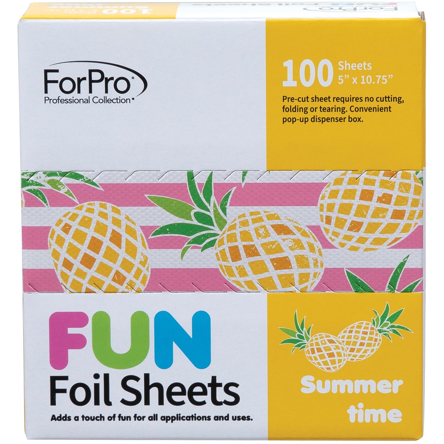 ForPro FUN Summertime 5" Foil Sheets, Aluminum Hair Foils for Color Application and Highlighting Services, Food Safe, Pop-Up Dispenser, 5” W x 10.75” Beauty & Personal Care ForPro Professional Collection