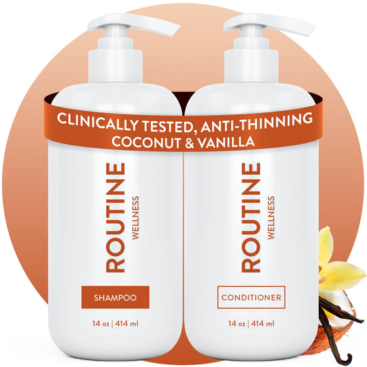 Routine Wellness Anti-Thinning Shampoo and Conditioner Set for Thinning Hair - Biotin DHT Blocker Women & Men - Color Safe Shampoo for Hair Loss Beauty & Personal Care Routine Wellness