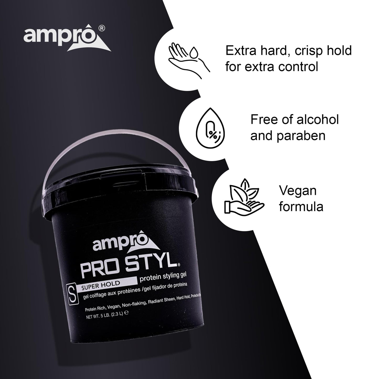 AmPro Pro Styl Styling Gel - Protects and Strengthens Your Strands - Non-Flaking, Alcohol Free, Vegan Formula - Flexible, Touchable Hold for All Hair Beauty & Personal Care AmPro