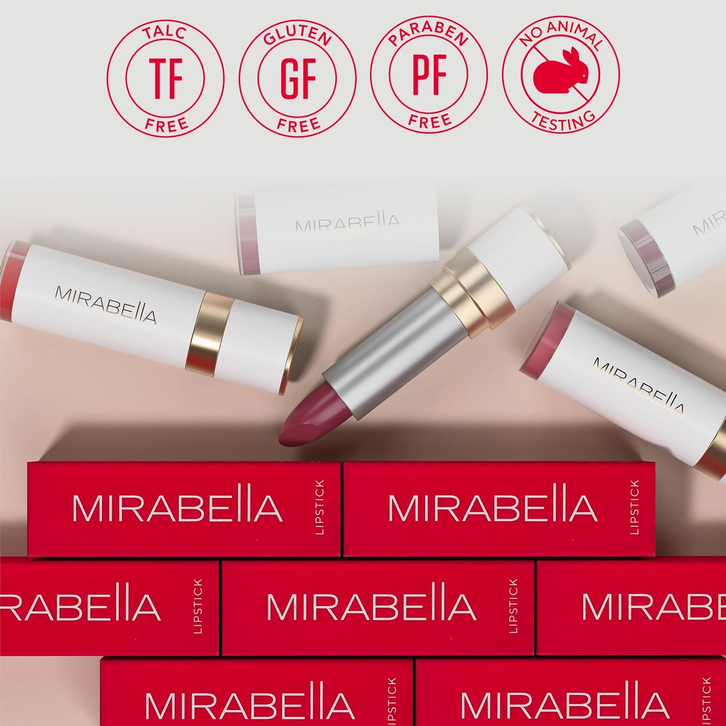 Mirabella - Sealed with a Kiss Full-Coverage Moisturizing Lipstick, Richly Pigmented, Creamy Lip Makeup, Hydrating Mineral-Based Lip Color with Beauty & Personal Care Mirabella