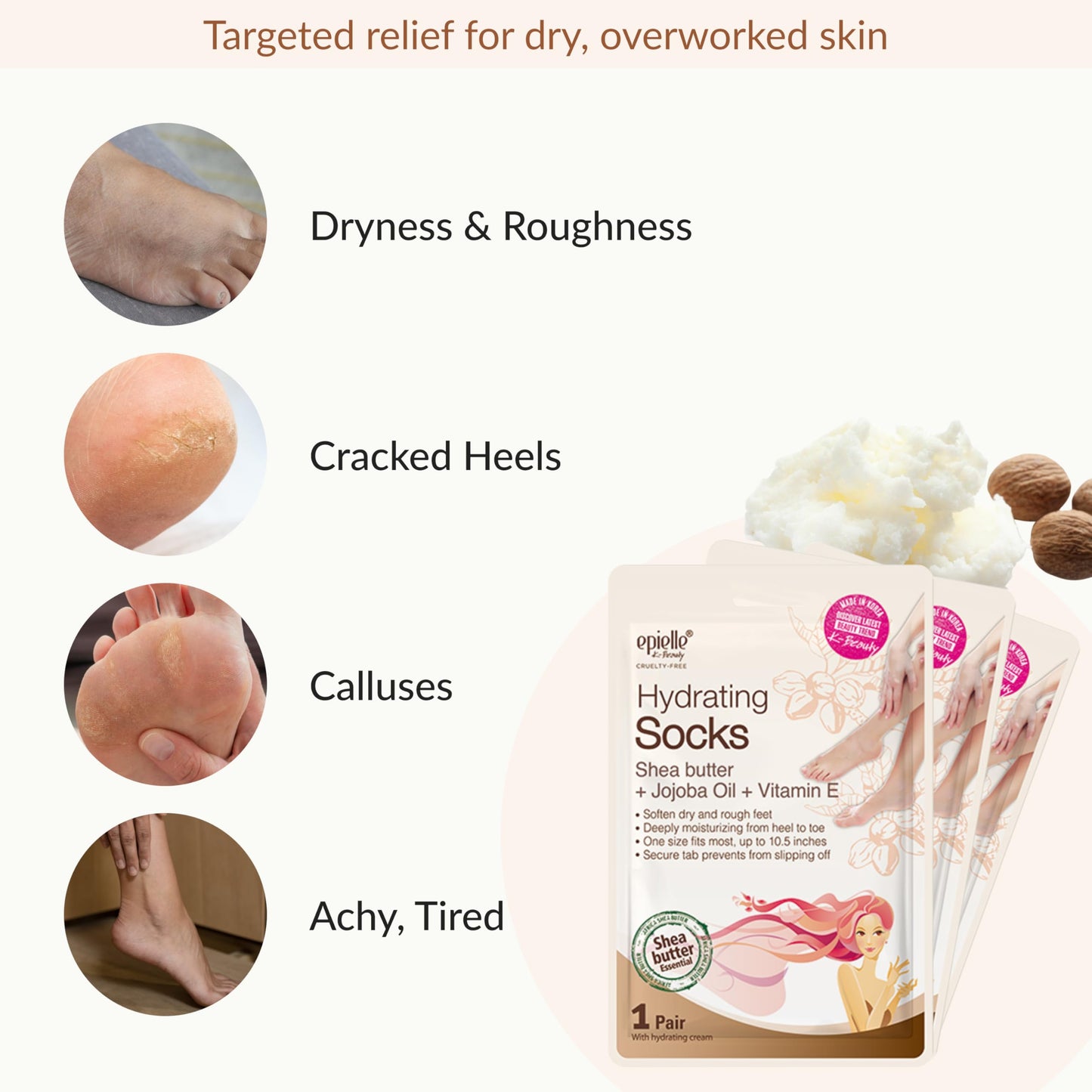 Epielle Hydrating Foot Mask 6 Pairs, Relieve and Soften with Shea Butter & Jojoba Oil, Deep Moisturizing Socks for Dry, Cracked Feet, Self Care Gifts Beauty and Personal Care Epielle
