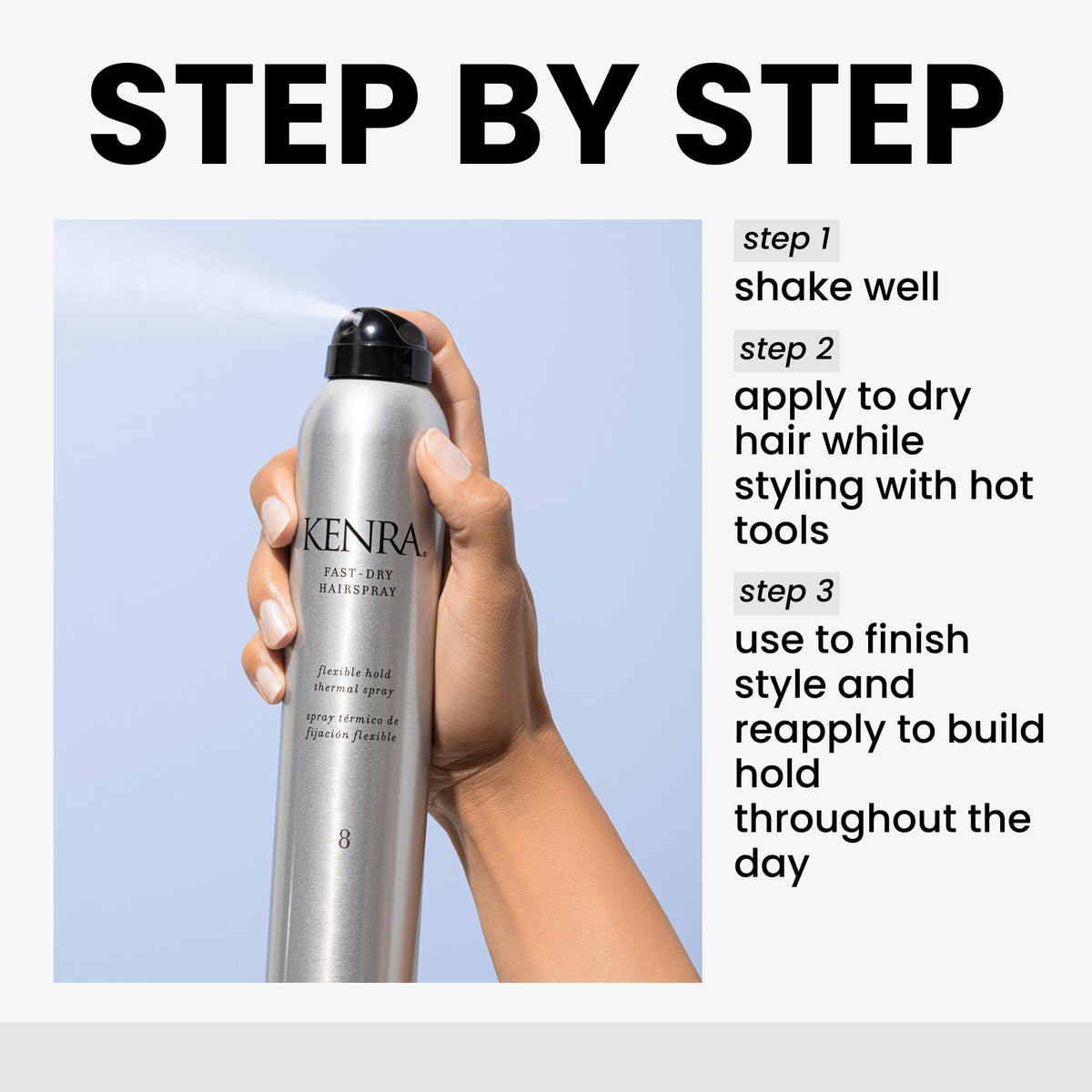 Kenra Professional Fast Dry Hairspray 8 | Flexible Hold Thermal Spray | Multifunctional Spray, Ideal For Both Styling & Finishing | Lightweight
