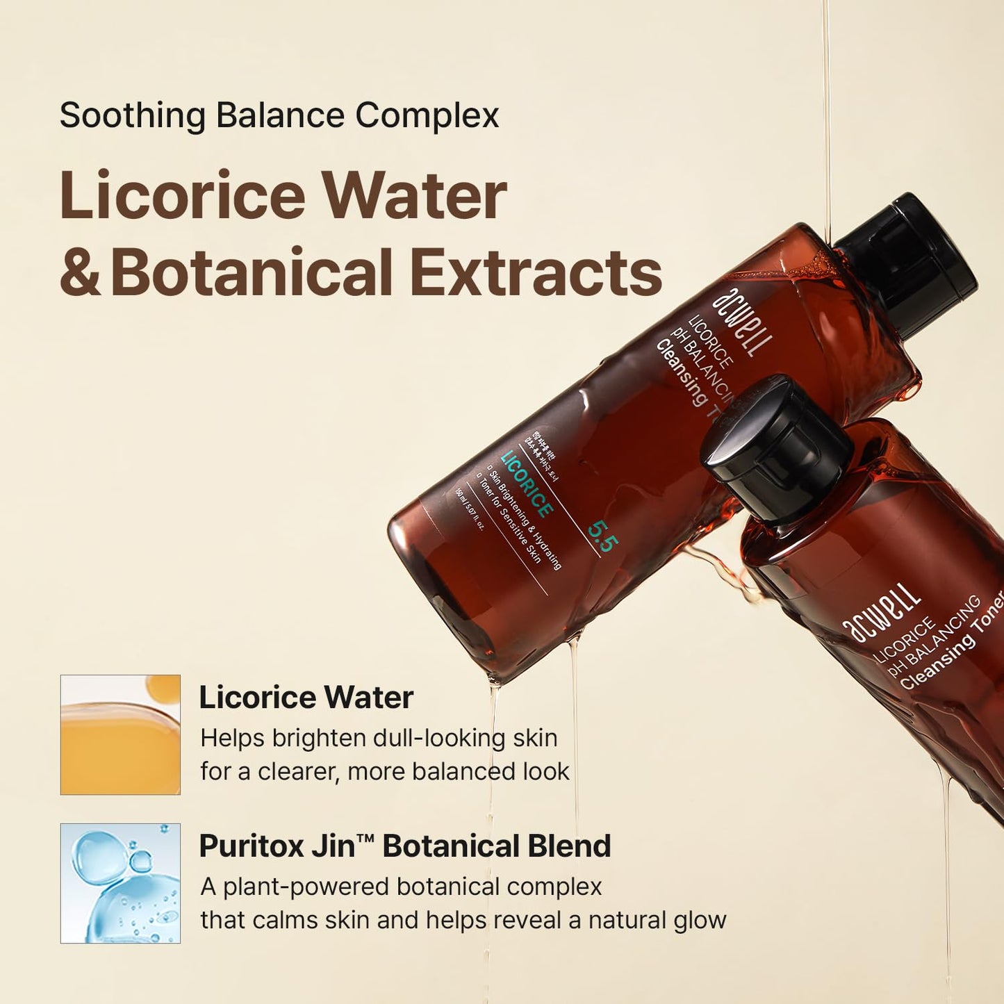 ACWELL Licorice pH 5.5 Balancing Cleansing Toner - Alcohol-Free Korean Face Toner and Astringent, Hydrating Clarifying Formula for Dull Beauty & Personal Care ACWELL