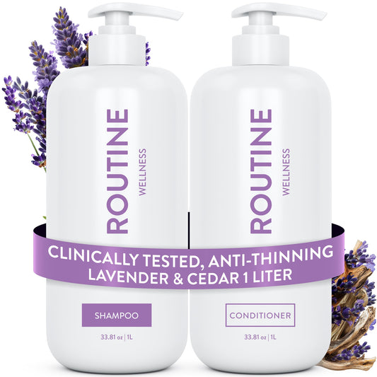 Routine Wellness 1 Liter Anti-Thinning Volumizing Shampoo and Conditioner Set for Thinning Hair & Hair Loss - Grow Your Confidence with Biotin & DHT Beauty & Personal Care Routine Wellness