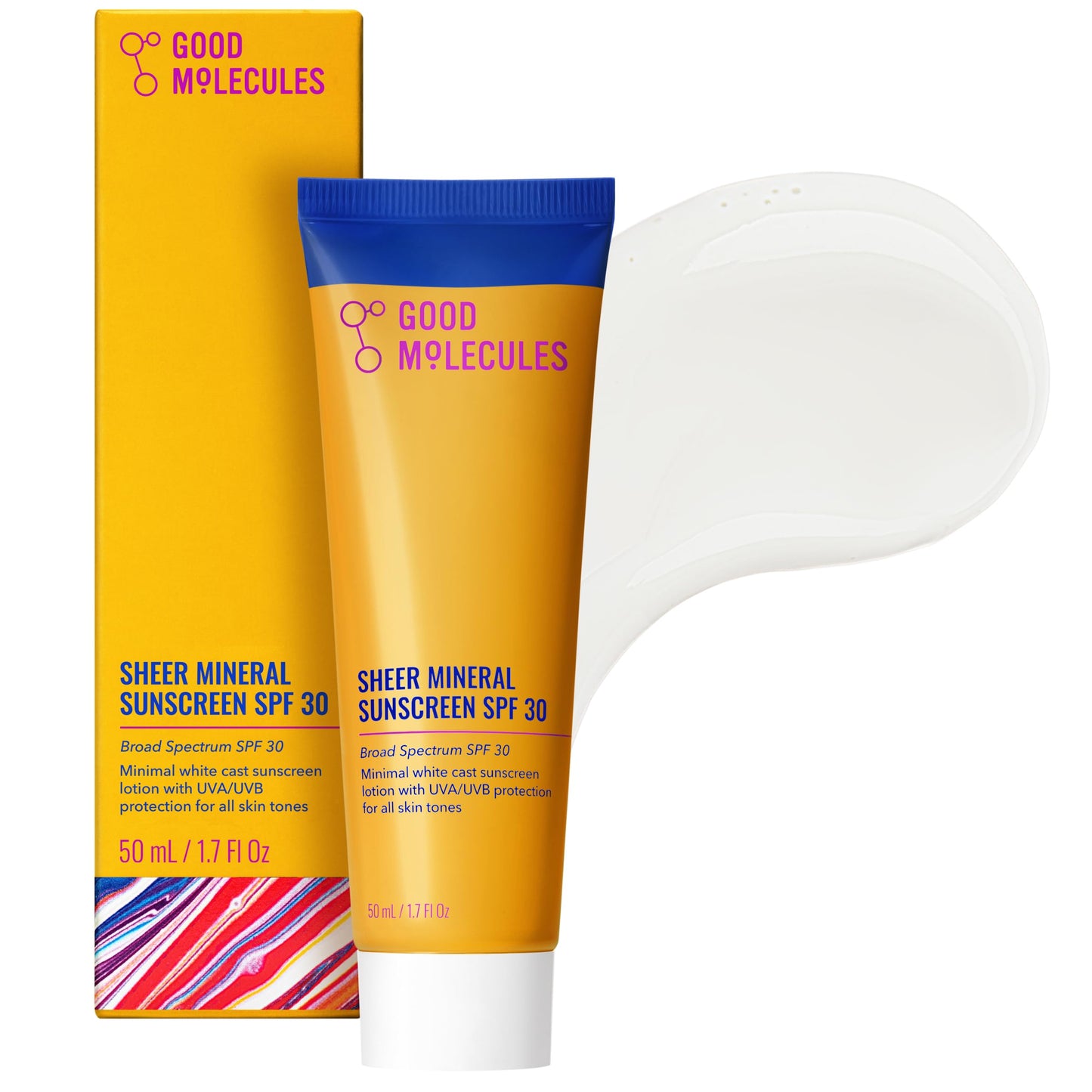 Good Molecules Sheer Mineral Sunscreen SPF 30 - Minimal White Cast Zinc Oxide Sunscreen For Face - Hydrating Hyaluronic Acid, UVA/UVB Protection Beauty and Personal Care Good Molecules