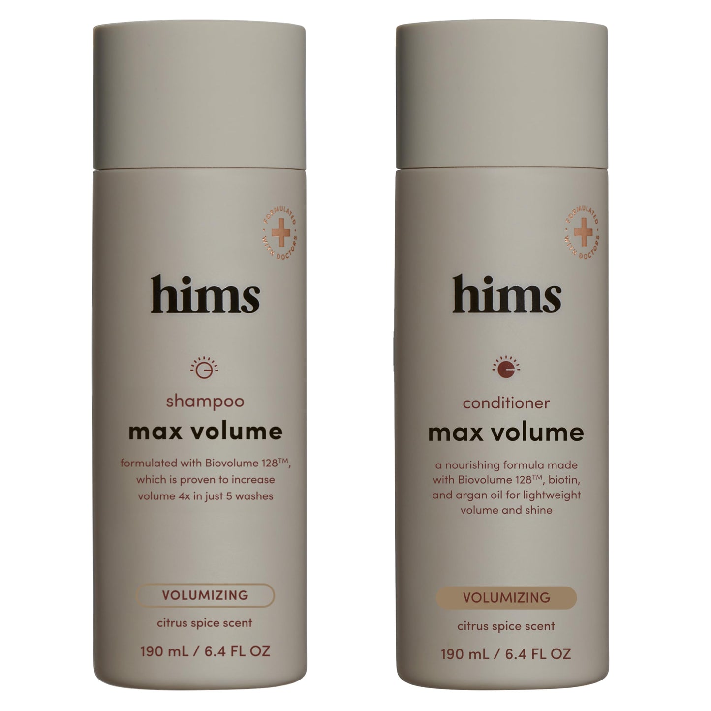 hims Max Volume Shampoo & Conditioner Set - Biovolume 128, Biotin, & Argan Oil - Root Lift & Moisturizing for Fine Hair - Sulfate-Free, Paraben-Free Beauty & Personal Care HIMS & HERS