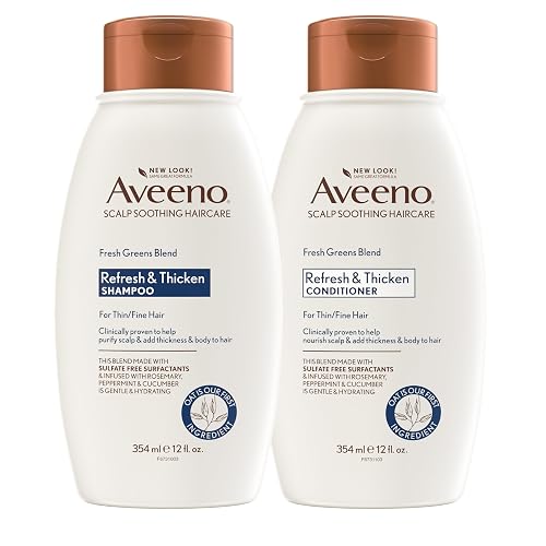 Aveeno Fresh Greens Shampoo and Conditioner Set, Sulfate Free, Clarifying & Volumizing for Thin or Fine Hair, Rosemary Peppermint Cucumber Nourish Beauty & Personal Care Aveeno