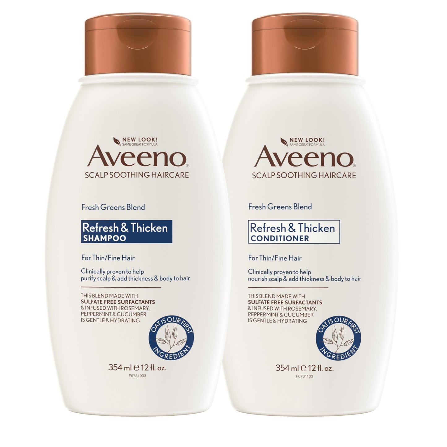 Aveeno Fresh Greens Shampoo and Conditioner Set, Sulfate Free, Clarifying & Volumizing for Thin or Fine Hair, Rosemary Peppermint Cucumber Nourish Beauty & Personal Care Aveeno