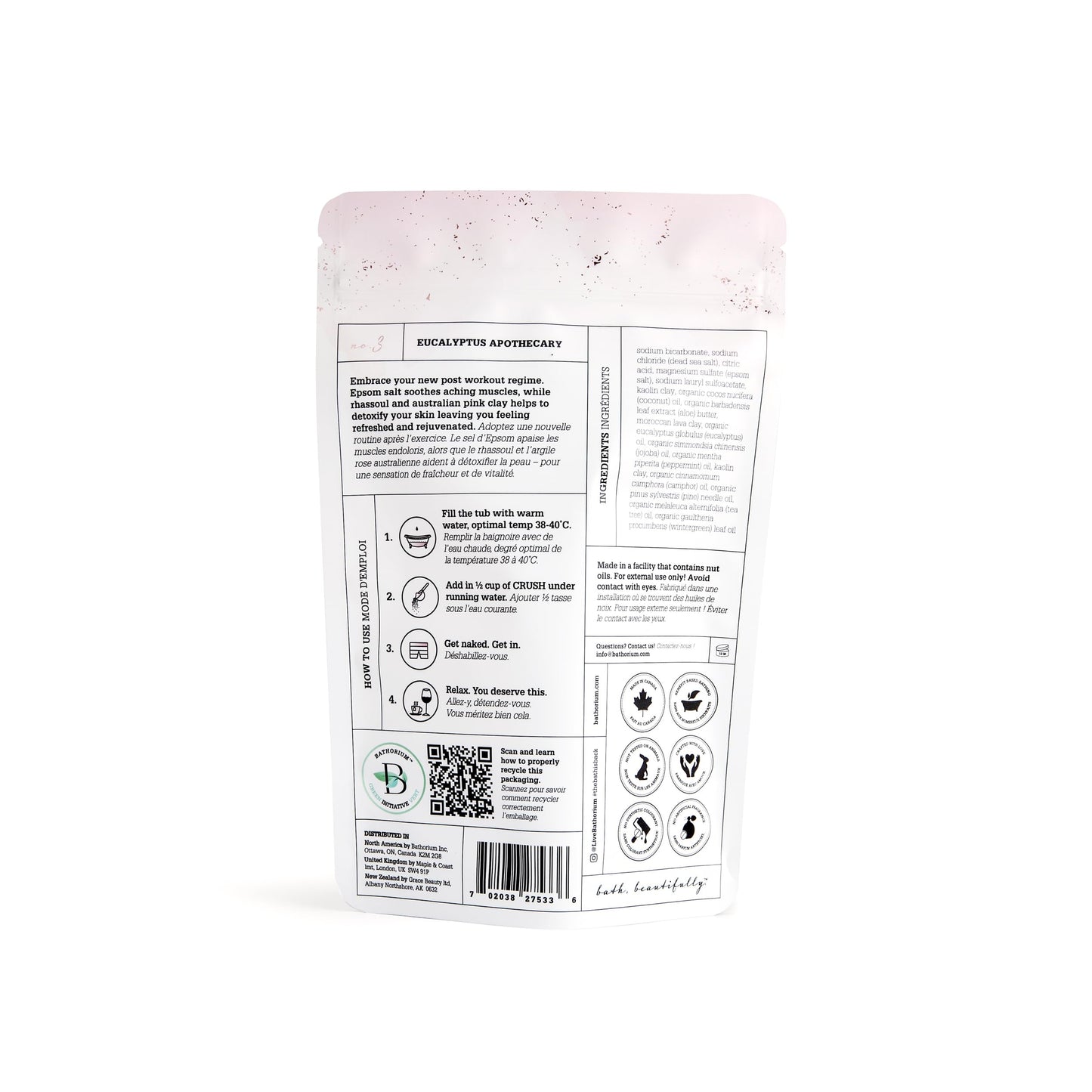 Bathorium Eucalyptus Apothecary Crush, Muscle Recovery Bath Soak, Eucalyptus & Tea Tree Oils, Post-Workout, Sinus Relief, pH-Balanced, 5+ Baths, 21 oz Beauty and Personal Care Bathorium