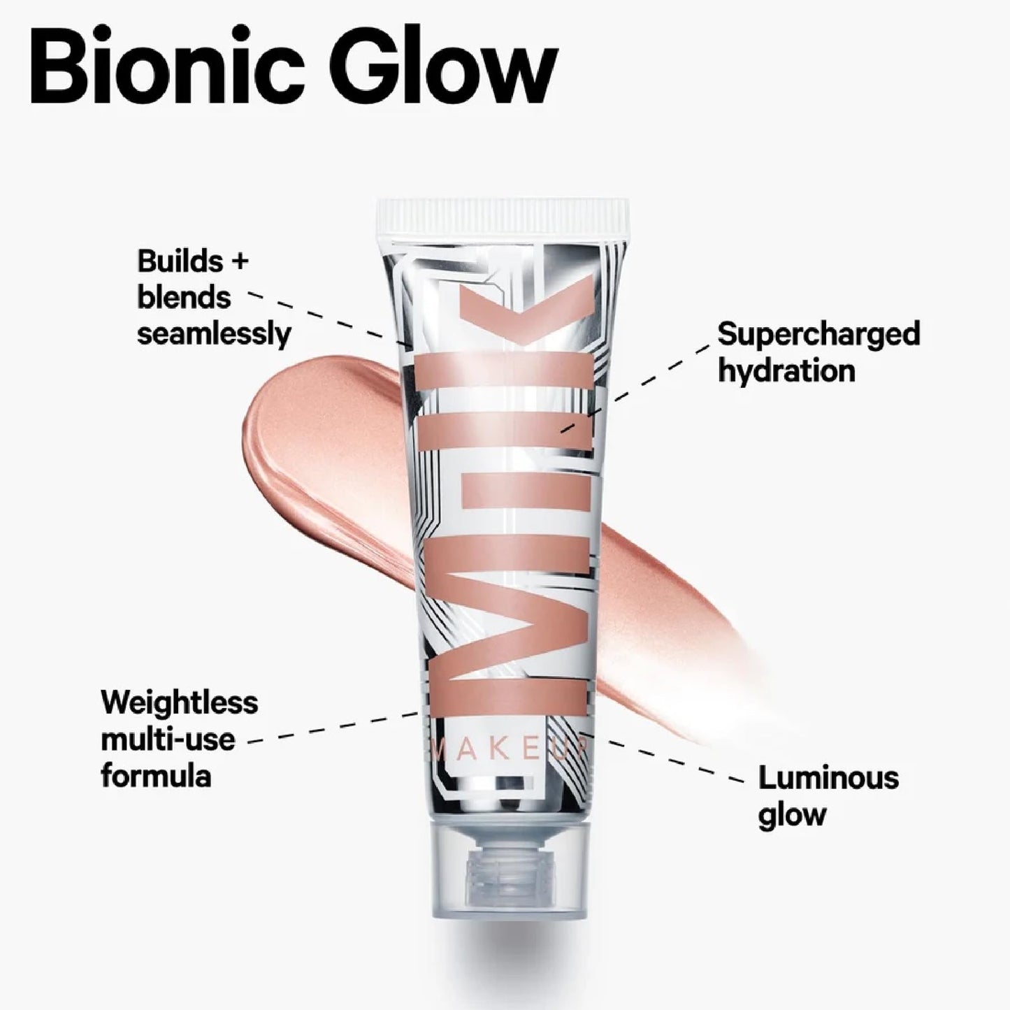 Milk Makeup Bionic Glow Liquid Illuminator, Virtual (Luminous Peach) - 0.91 fl oz - Delivers Hydrating, Natural Glow for Face & Body - Blendable Beauty & Personal Care Milk Makeup