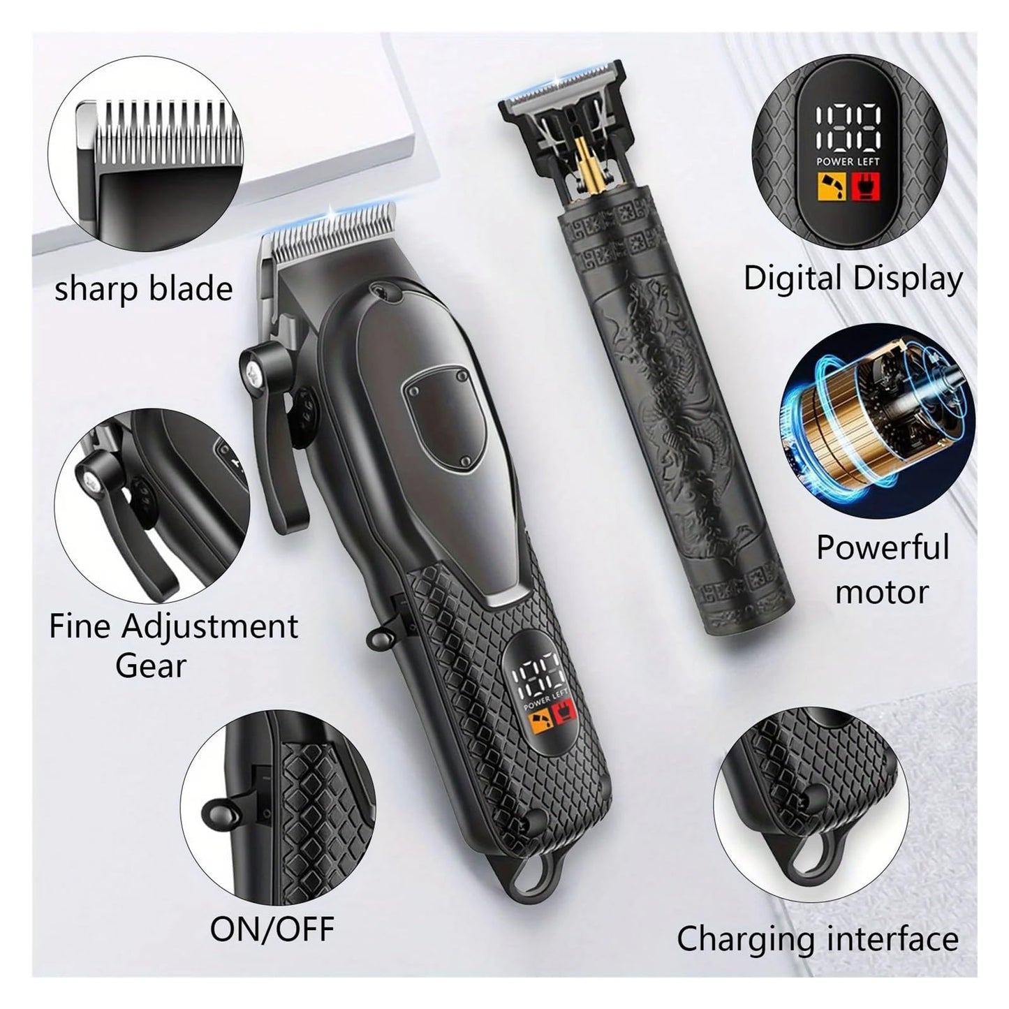EWKYLSEM Hair Clippers Set for Men, LED Display, Professional Cordless Clipper Shaver Beard Trimmer for Him Beauty and Personal Care EWKYLSEM
