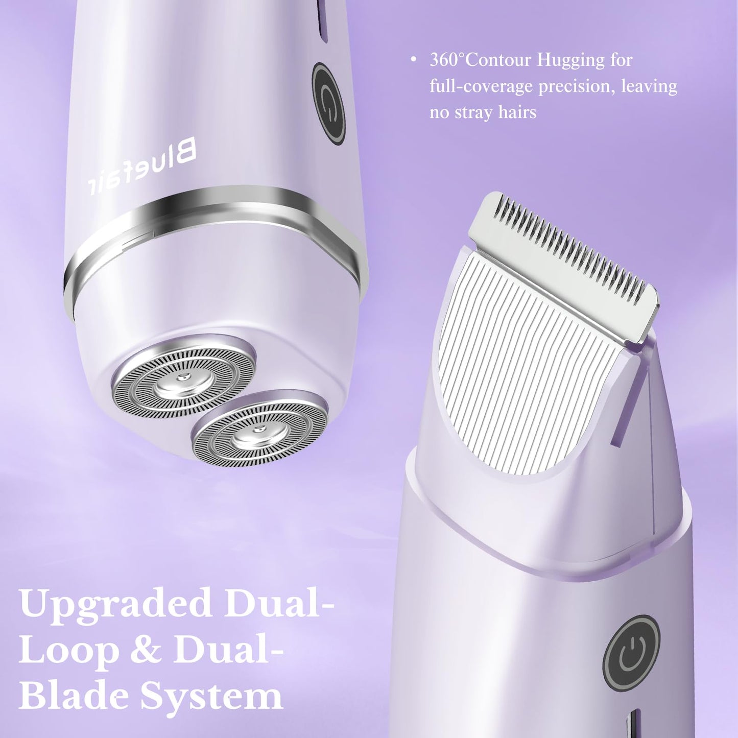 Bluefair Bikini Trimmer for Women,2 in 1 Electric Razors for Women Electric Shaver for Cordless Body Hair Trimmer Shaver for Trip,Replaceable Lady Beauty and Personal Care bluefair