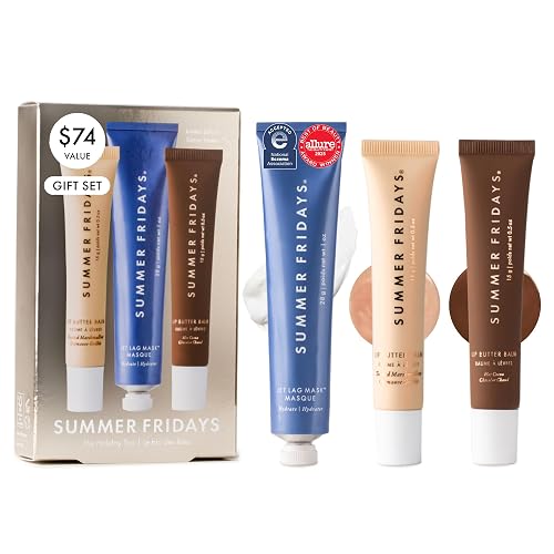 Summer Fridays Hydration Trio - Travel Size Jet Lag Mask + Full Size Lip Butter Balm Duo in Hot Chocolate + Toasted Marshmallow - Skin Care Set Beauty & Personal Care Summer Fridays