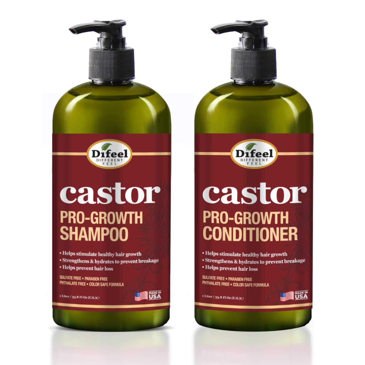 Difeel 2PC Castor Pro-Growth Shampoo & Conditoner Gift Box- Includes 33.8oz. Shampoo and Conditioner Beauty & Personal Care Difeel