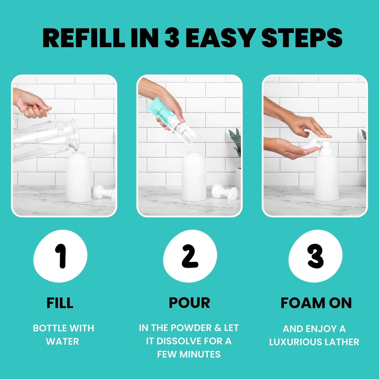 Elcove Foaming Unscented Hand Soap Refills (5 Pack), Concentrated Powdered Hand Soap, Makes 5 Bottles of Eco Friendly, Non Toxic, Plastic Free Beauty & Personal Care Elcove