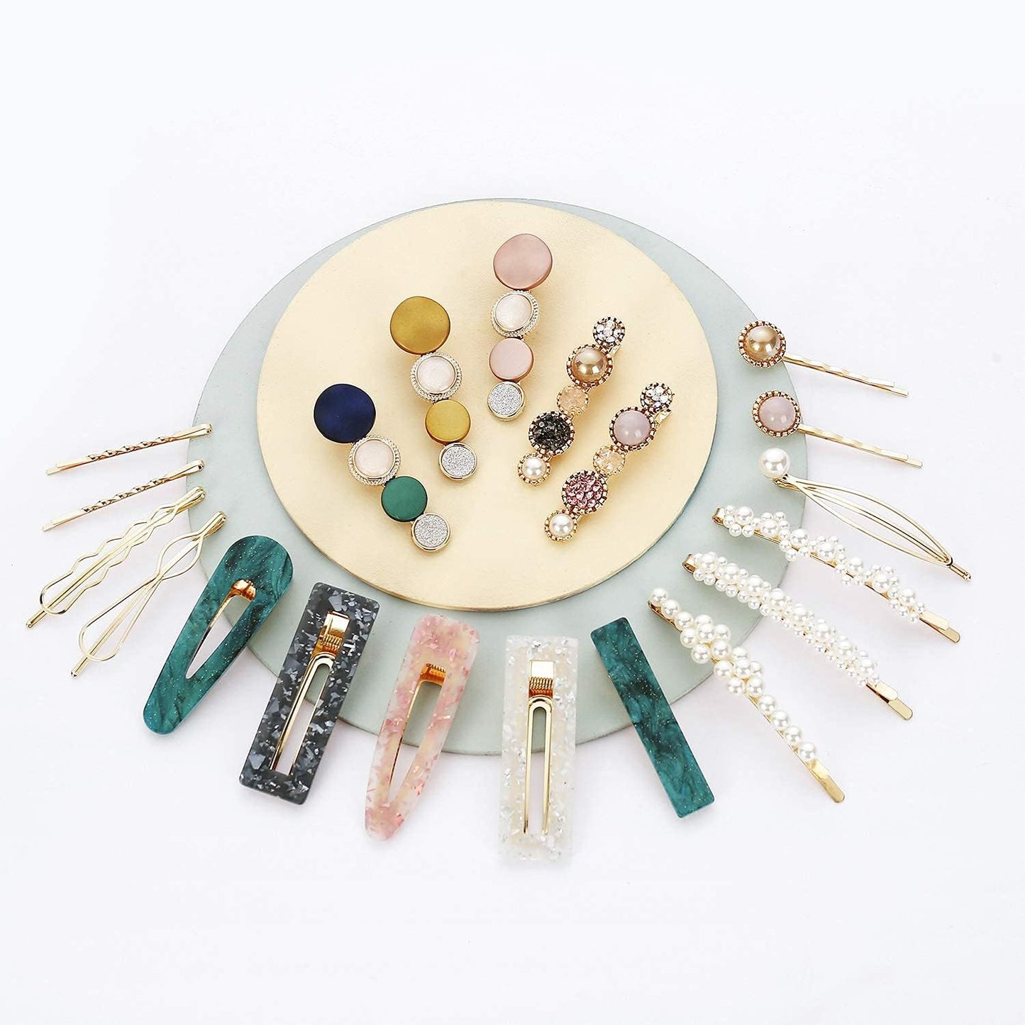 Mehayi 20 PCS Macaron Pearl Acrylic Resin Fashion Hair Clips Set, Cute Hair Barrettes Bobby Pins, Boho Fancy Hairpin Accessories Headwear Styling Beauty & Personal Care Mehayi