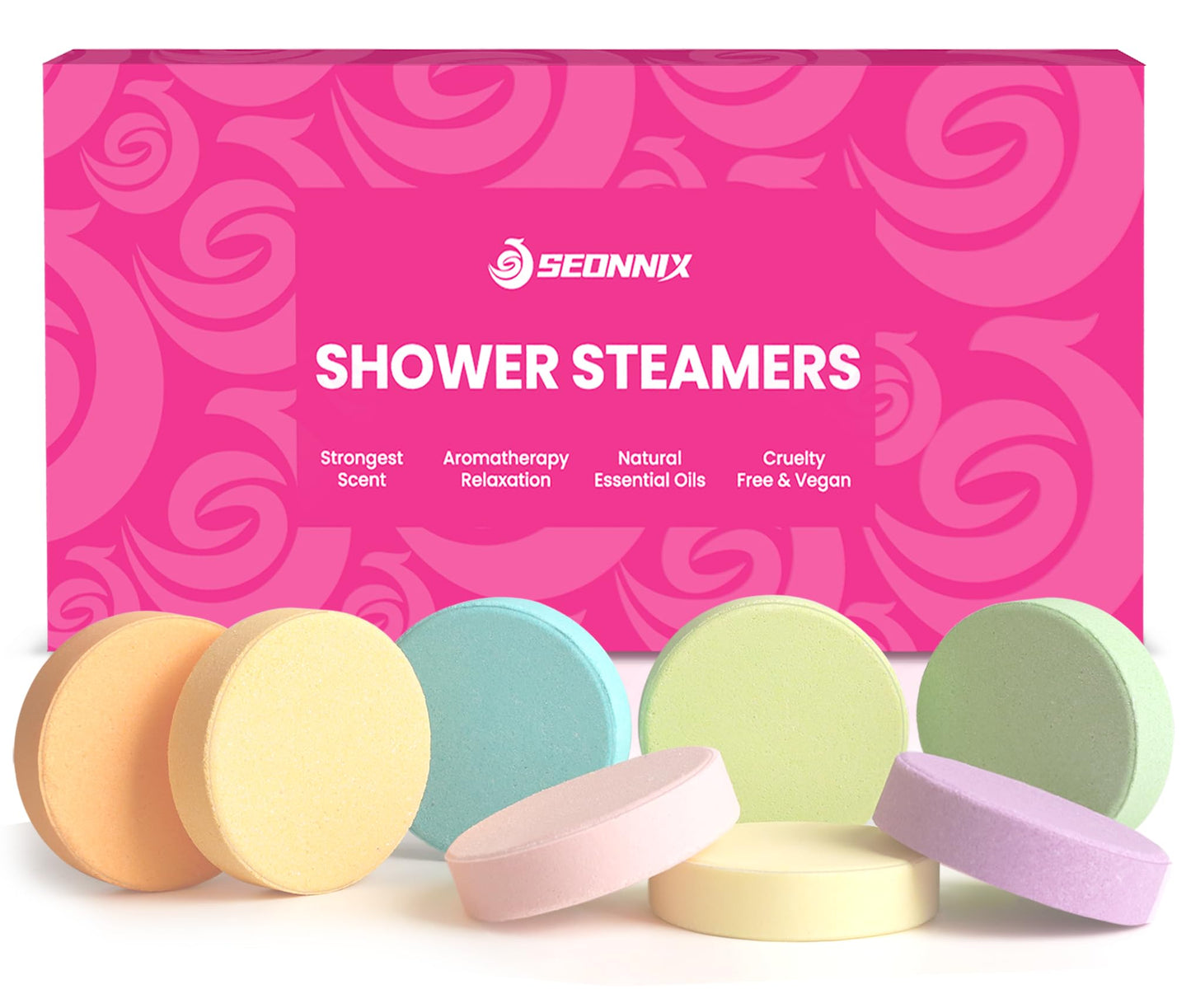 SEONNIX Shower Steamers Aromatherapy, 8 Pack Shower Bombs for Relaxation and Stress Relief, Natural Essential Oils Spa Gift Set for Women, Birthday Beauty and Personal Care SEONNIX
