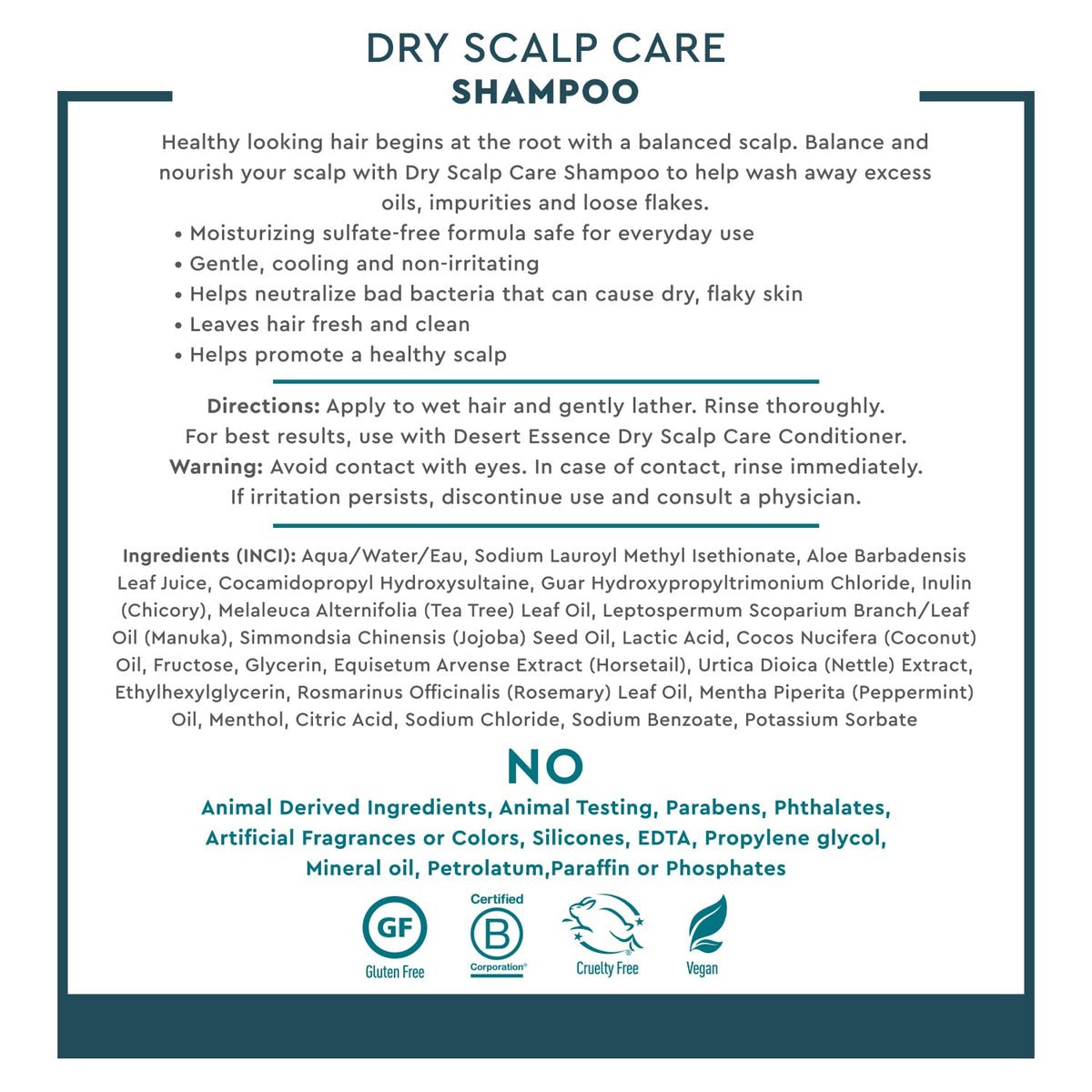 Desert Essence Dry Scalp Care Shampoo with Tea Tree & Manuka Oil, 8 Oz