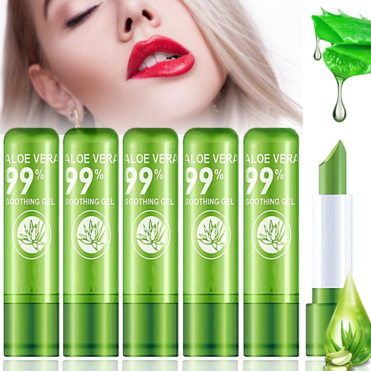 LZYLLS 6 Pack Aloe Vera Lipstick,Long Wear Nourishing Lip stick,Waterproof Moisturizing Color Changing Lip Balm Lipstick,Lip Gloss,Magic Temp Color Beauty & Personal Care LZYLLS