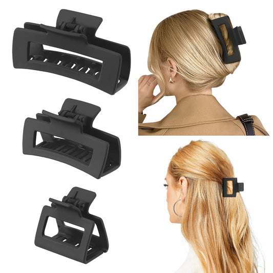 Shinowa 3 Pack Hair Claw Clips, Square Rectangular Claw Hair Clips for Women Girls, Non-slip Matte Large Medium Small Hair Clips, Strong Hold Jaw Clip Beauty & Personal Care Shinowa